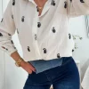 Camisa blanca bordado AZUL MARINO CACHEMIR Leire (G34)