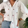 Camisa blanca cerezas  (V09)