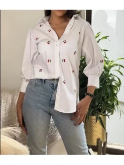 Camisa blanca cerezas  (V09)