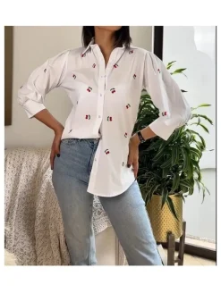 Camisa blanca cerezas  (V09)
