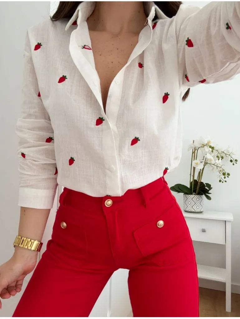 Camisa blanca fresitas 32252 (G34)