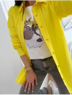 Camisa básica lisa AMARILLA Office (A37)