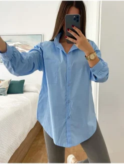 Camisa básica lisa AZUL Office (M41)