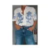 Camisa  flores bordadas  (V21)