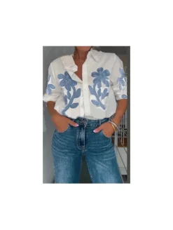 Camisa  flores bordadas  (V21)