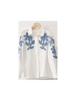 Camisa  flores bordadas  (V21)