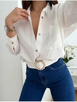 Camisa larga blanca basic oversize (V03)