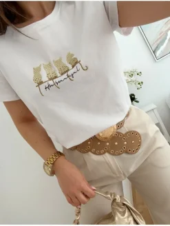 Camiseta blanca gatitos brillo (V09)
