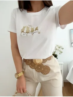 Camiseta blanca gatitos brillo (V09)