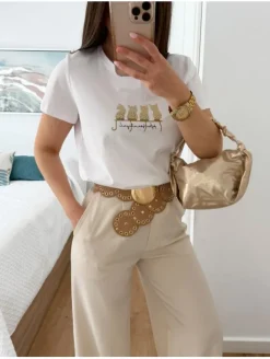 Camiseta blanca gatitos brillo (V09)