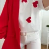 Camiseta blanca manga corta corazones rojos (V36)