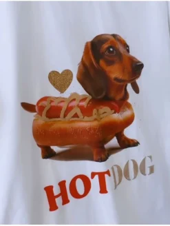 Camiseta blanca manga corta HotDog (V07)