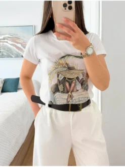 Camiseta blanca manga corta Pamela Chic  (V07)