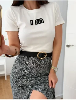 Camiseta blanca MI negro detalles brilli (LC)