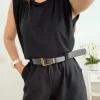 Camiseta básica negra HOMBRERAS Chic (M33)