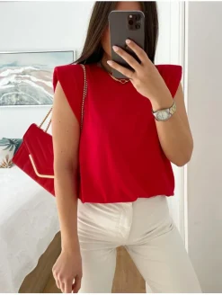 Camiseta chic ROJA hombreras