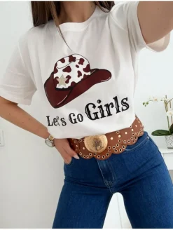 Camiseta gorro cowboy Lest go Girls (L37)