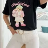 Camiseta NEGRA manga corta HOLIDAY osita (L37)