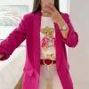 Camiseta osita lacito glitter cazadora FUCSIA (v07)
