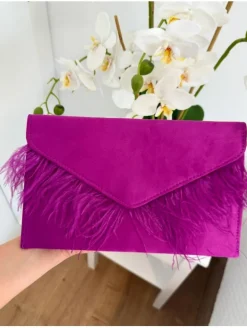 Cartera bolso de mano buganvilla con plumas(VSF)
