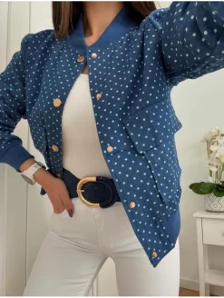 Chaqueta bomber efecto tejano con lunares Marta (M16)
