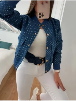 Chaqueta bomber efecto tejano con lunares Marta (M16)