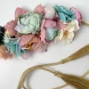 Cinturón cordón dorado flores pastel aguamar y rosa con brillantes Winx