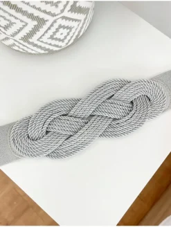Cinturón cordón plata NUDO ENTRELAZADO