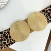 Cinturón elástico leopardo dos círculos dorados (V10)
