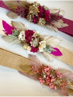 Cinturón rafia flores y plumas New Collection