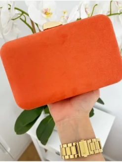Clutch liso NARANJA Miranda ovalado