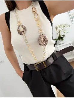 Collar largo abalorios cristal y snake