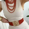 Collar vueltas estrellitas doradas y perlitas terracota (V00)