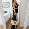 Conjunto bicolor NEGRO y marfil chaqueta y falda Caye (D17)