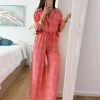 Conjunto BLUSA y PANTALÓN coral circulos étnicos blancos Kambao (L37)