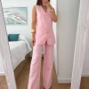 Conjunto chaleco y pantalón rosa Florence (L22)