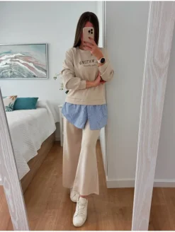 Conjunto comfy BEIGE bajo camisa DOWNTOWN (V21)