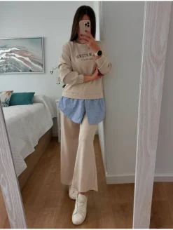 Conjunto comfy BEIGE bajo camisa DOWNTOWN (V21)