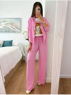 Conjunto dos piezas chaqueta capucha y pantalon ROSA Emily  (V02)