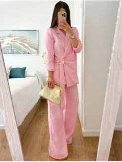 Conjunto traje chaqueta y pantalón ROSA Bonho (M33)