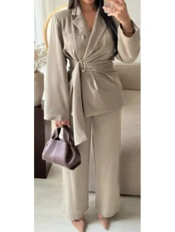 Conjunto traje chaqueta y pantalón BEIGE Bonho (M33)