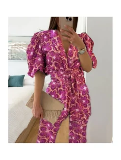 Conjunto traje chaqueta y pantalón Leyre tonos rosa y buganvilla(D18)
