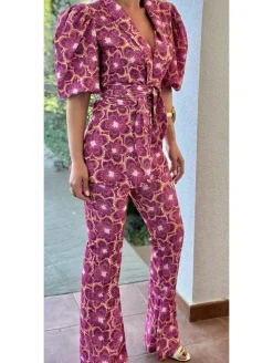 Conjunto traje chaqueta y pantalón Leyre tonos rosa y buganvilla(D18)