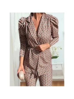 Conjunto traje pantalón estampado camel  RIBES  (M18)