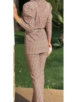 Conjunto traje pantalón estampado camel  RIBES  (M18)