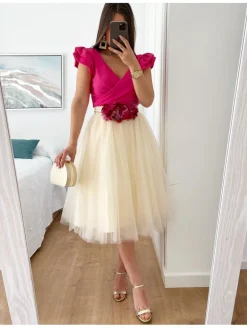 Falda de tul MARFIL midi varias capas