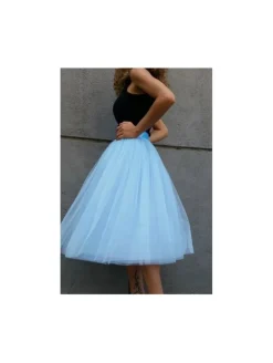Falda de tul midi AZUL BEBÉ