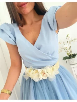 Falda de tul midi AZUL BEBÉ