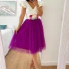 Falda de tul midi BUGANVILLA varias capas