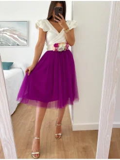 Falda de tul midi BUGANVILLA varias capas